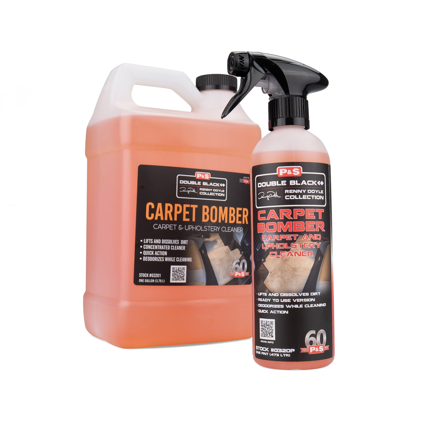 P&S CARPET BOMBER CARPET AND UPHOLSTERY CLEANER Pint & Gallon